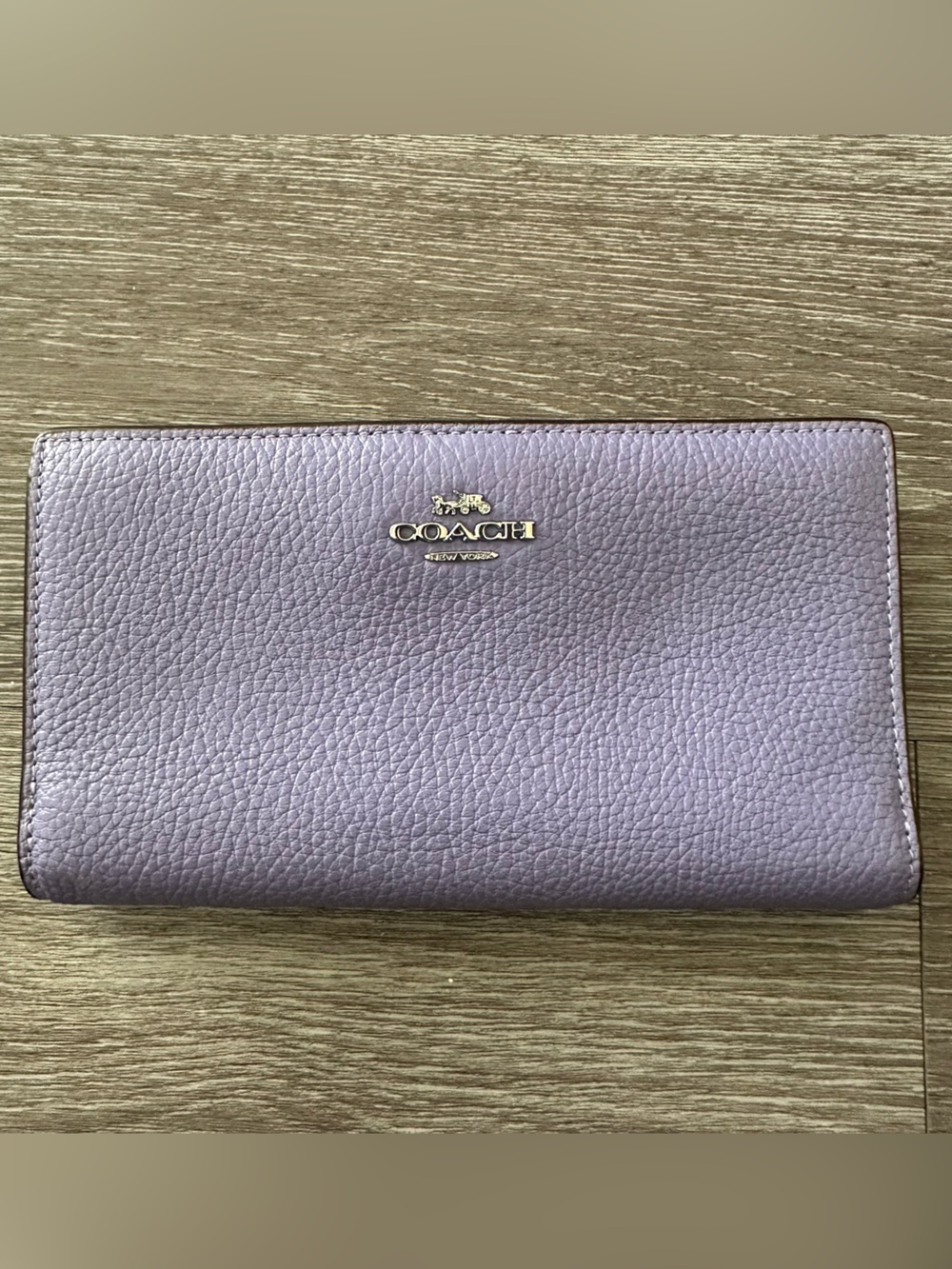 Coach Long Zip Wallet Lilac Pebbled Leather Silver Logo